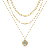 3PCS Snake Chain&Link Chain&Evil Eye Dainty Layered Choker Necklace